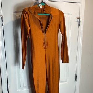 Vibrant Orange Plunging V-Neck Jumpsuit